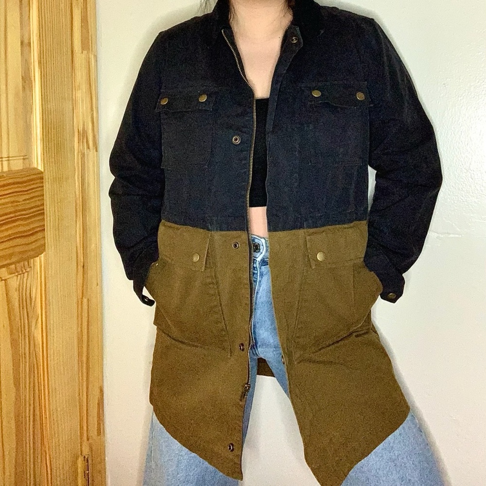 Waxed Canvas Cargo Jacket with Detachable Hood